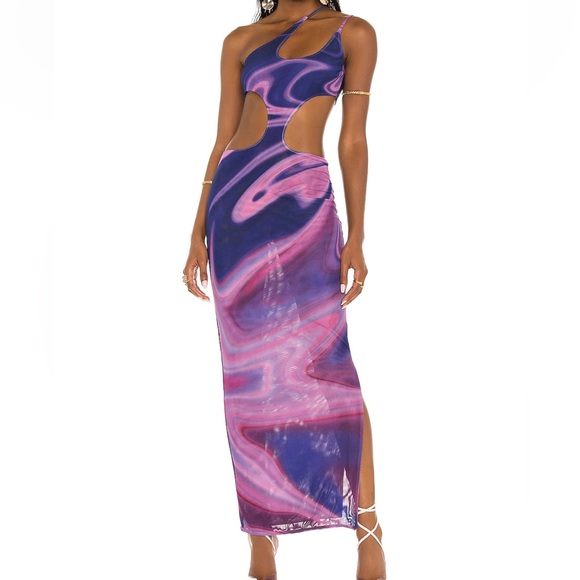 NWT Farai London X REVOLVE pink purple one shoulder maxi dress - Picture 3 of 5